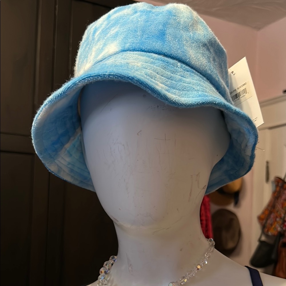 Blue tie-dye, terry, bucket, hat